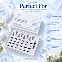 Kit Booster de Remplissage Cutané à l'Acide Hyaluronique 7D Fermenté – Sérum Ampoule Hydratant et Repulpant en Profondeur pour Peaux Sèches et Grasses