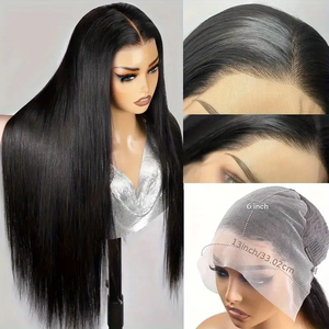 Perruque en dentelle HD 100% cheveux humains pour femmes, facile à porter, avec pré-définition de la ligne des cheveux et baby hair, en dentelle transparente <span class=keywords><strong>beige</strong></span> clair - Product Image 4