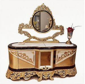 Luxury Solid Wood Dressing Table with <b>Lighted</b> Mirror and Storage Durable Design for Bedroom and Living Room Furniture - Product Image 1