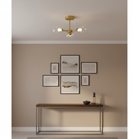 Plafonnier LED moderne élégant en fer semi-encastré avec 3 globes en verre transparent, lumière blanche chaude 3500K, AC, CRI élevé 80, pour salon