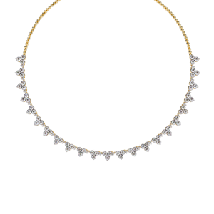 Collier personnalisé classique rond à 3 pierres en diamant de laboratoire pour tenue de mariée ou de mariage, 2,50 carats au total - Product Image 2