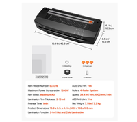 Laminateur à froid et à chaud 80-250 microns A3/A4/A5/A6 avec vitesse de laminage de 10000 mm/min pour le bureau ou l'école