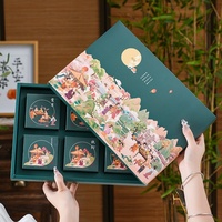 Boîte en carton de qualité alimentaire pour gâteaux de lune de mi-automne au design traditionnel 2026, avec coffret cadeau de 6 pièces et sac à main