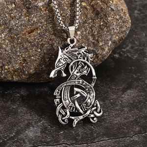 Vintage Viking <b>Celtic</b> Knot Dragon Geometric Classic Pendant <b>Necklace</b> Men's No Fade - Product Image 6