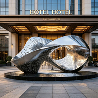 Sculpture abstraite moderne torsadée de 210 cm, statue en acier inoxydable pour hôtel, place publique, art courbé, sculpture extérieure en acier inoxydable, décoration d'entrée de luxe