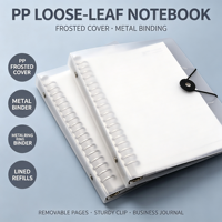 Carnet à feuilles mobiles personnalisé avec logo, couverture mate en PP imprimée par transfert thermique, journal avec clip métallique, recharge lignée détachable, pour affaires