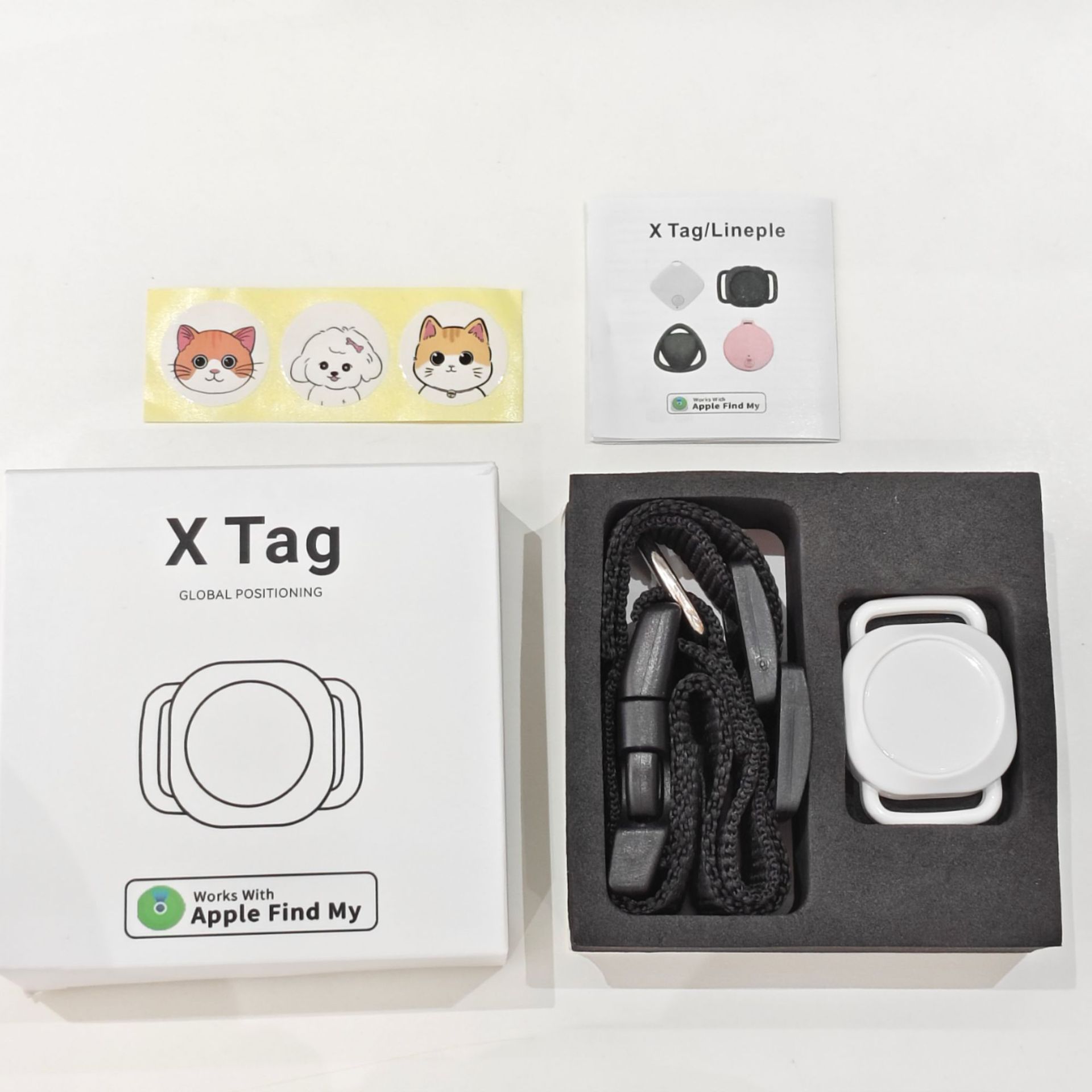 White color box manual collar cat dog sticker