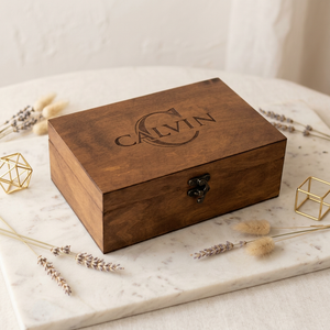 Calvin Engraved Solid <b>Wood</b> Rectangular <b>Box</b> Handmade Tabletop Decoration Wedding Gift <b>personalised</b> & customissed boxs - Product Image 1