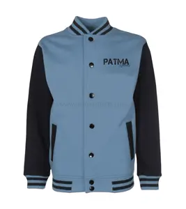 Top Trending Casaco De Lã Azul Claro com Mangas Pretas Baixo Preço Vestuário ao ar livre Homens blusão Satin Jacket Jaquetas De Seda