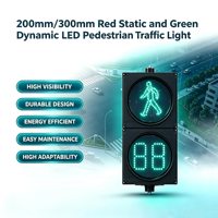 Feu de signalisation piétonnier interactif solaire 12V 24V, 200mm 300mm, à deux unités, avec compte à rebours à deux chiffres, rouge statique et vert en marche