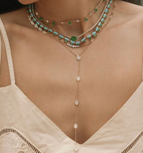 Kalung Choker Berlapis Emas Desain Baru dengan Batu Zamrud Pir dan Batu CZ untuk Wanita, Perhiasan Kuningan - Product Image 2