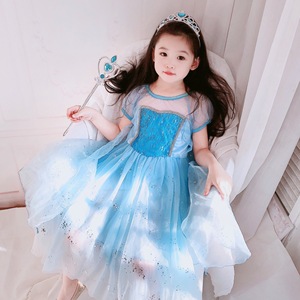 Congelati Abiti da Principessa Bambino Del Manicotto Del Bicchierino Delle Ragazze Elsa Capretti Del <span class=keywords><strong>Vestito</strong></span> Cosplay Eseguire Esposizione Del Partito di Paillettes Vestiti di Compleanno - Product Image 4