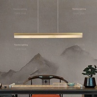 Lampe de table linéaire LED en marbre naturel et acier inoxydable, sur mesure, directement de l'usine, double usage, pour salle à manger et lustre