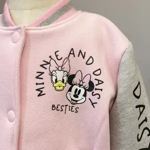 2024 vente en gros OEM de haute qualité Logo personnalisé Bomber veste à manches longues rose Baseball coton veste pour les femmes