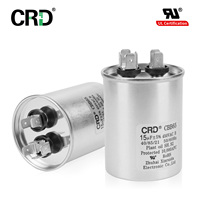 Condensateur à film CBB65 certifié CRD 15uF 450V en aluminium cylindrique pour pompe de machine à laver, machine de nettoyage et moteur