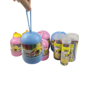 Bv-Ch01 Ensemble de crayons de cire soyeux non toxiques pour enfants, motif dessin animé mignon, logo personnalisé, forme hexagonale, 12/18/24/36 couleurs, portable, rose - Product Image 1