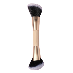 แปรงแต่งหน้าแบบสองหัว YRX ขนแปรงสังเคราะห์ สำหรับคอนทัวร์ บลัชออน สีเบจ แปรงปัดแก้มแบบสองหัว - Product Image 1