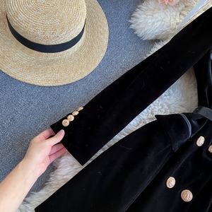 <span class=keywords><strong>Abito</strong></span> Blazer Lungo da Donna Elegante in Velluto <span class=keywords><strong>Nero</strong></span> a <span class=keywords><strong>Doppio</strong></span> <span class=keywords><strong>Petto</strong></span> di Alta Qualità per Autunno Inverno - Product Image 5