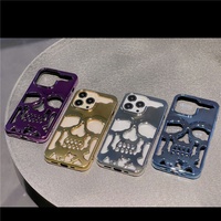 Coque de téléphone Halloween mat motif crâne évidé pour iPhone 11 12 13 14 15 16 Pro Max, anti-chute et rafraîchissante