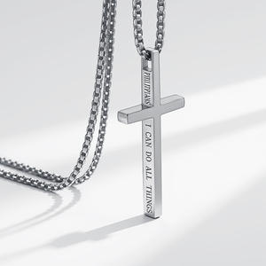 Unisex Stainless Steel <b>Cross</b> Necklace Pendant Gift For Men Women Ins Style - Product Image 1