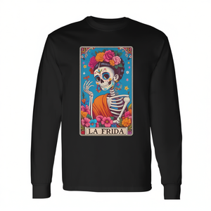 T-shirt à manches longues La Frida Day Of The Dead Skull, chemise de costume d'Halloween - Product Image 2