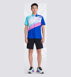 Kaos Polo Badminton Custom Cetak Garis Brush Stripe Cepat Kering Jahitan Tahan Lama Bernapas Pakaian Latihan Klub Tim OEM ODM Grosir - Product Image 4