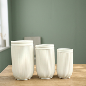 Modern Tall Set of 3 Simple Concrete Flower Pots Outdoor Home Garden Decor Planter for Plants - Product Image 1