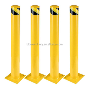 أعمدة حماية مطلية بالمسحوق من الفولاذ BTB-أغطية حاجز أمان مدرسي ثابتة 36 "ارتفاع أصفر" قطر - Product Image 1