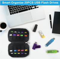 Sac de rangement en néoprène pour 20 clés USB, étui organisateur à fermeture éclair, support portable pour gadgets de voyage, idéal pour le bureau ou comme cadeau