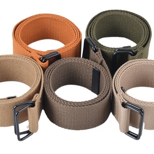 <span class=keywords><strong>Ceinture</strong></span> tissée tactique unisexe en toile, sans trou, sans perforation, avec boucle en fer à double anneau, pour étudiants, avec logo personnalisé, 3,5 cm - Product Image 2