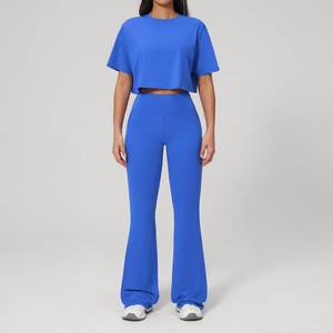 Conjuntos de <span class=keywords><strong>Yoga</strong></span> al por Mayor: Camisetas Holgadas, Pantalones Acampanados de Cintura Alta con Efecto Levanta Glúteos, Atuendos Casuales para Fitness y <span class=keywords><strong>Yoga</strong></span>, Ropa Deportiva - Fabricante - Product Image 4