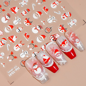 Autocollants 3D pour ongles de Noël <span class=keywords><strong>d</strong></span>'hiver, pingouin et <span class=keywords><strong>arbre</strong></span>, <span class=keywords><strong>d</strong></span>écalcomanies de vacances en relief pour des designs de manucure superposés mignons - Product Image 3