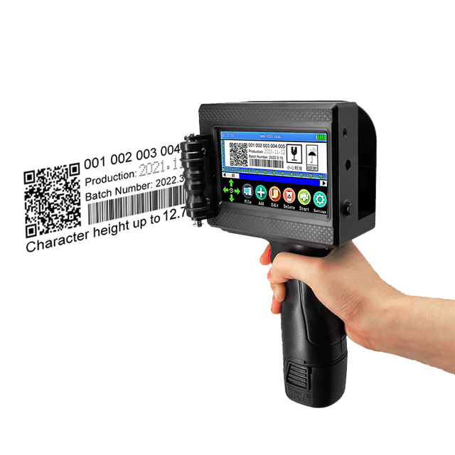 Intelligent Mini Handheld Plastic Bottle Inkjet Coding Printer 12.7mm Expiry Date Code for Card Tube Leather Printer