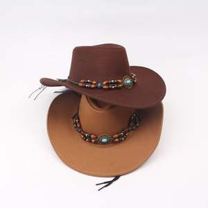 Nuevo Sombrero Vaquero con Emblema Vintage y Cuentas, Estilo Occidental, Ala Ancha, Elegante, para Viajes al Aire Libre, Fiestas, Negocios, Casual, Unisex, Cuatro Estaciones - Product Image 2