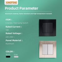 86 Tipo de Panel de Aluminio Estándar DE LA UE 2 Gang 1 Way 2 Way interruptor de luz moderno eléctrico doble 10A interruptor de luz de control