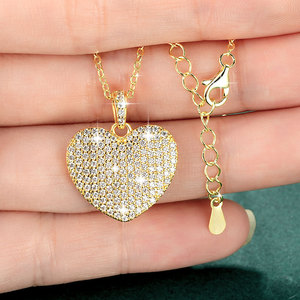 Collier pendentif cœur en zircon plaqué or 14 carats, ensemble complet, bijoux pour la Saint-Valentin, cadeau pour femme - Product Image 2