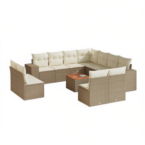 Conjunto de Sofás de Jardín Beige, Muebles de Ratán para Exteriores con Cojines de Espuma de Alta Densidad, Diseño Contemporáneo Impermeable - Product Image 1