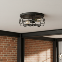 Lustre LED moderne à 3 lumières en forme de cage, vente directe usine Huicai, étanche IP66, pour extérieur, en métal, avec interrupteur, semi-plafonnier DIY