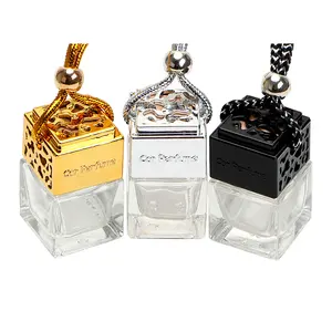 Flacon de parfum en verre 8ml, désodorisant suspendu pour voiture, bouteille de fragrance étanche, or, argent, noir, 10 pièces