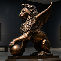 Statue de Musée Classique en Bronze - Sculpture Figurative Coulée à la Cire Perdus, Sculpture de Lion en Bronze