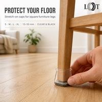 Protections de pieds de chaise carrées réutilisables, capuchons transparents avec coussinet en feutre, adaptés aux pieds de meubles de 13 à 55 mm, sols en bois dur et carrelage, 4 tailles
