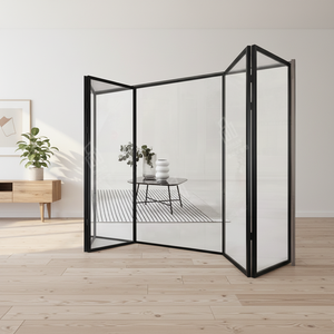 Porte pliante en aluminium à double battant en verre trempé pour camping-car, portable, flexible, gain de place, pour camping-car, caravane, camping, salle de bain - Product Image 1