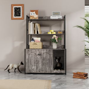 Large Cat Litter <b>Box</b> Enclosure With <b>Shelf</b> Storage Hidden Cat Washroom Wooden Cat House Sturdy - Product Image 1