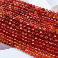 Perles Rondes en Agate Rouge en Gros 6mm 8mm 10mm – Fil de Perles en Agate Naturelle Rayée pour Bracelets, Colliers, Boucles d'Oreilles et Projets DIY