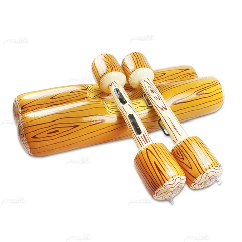 BS-w128 Durable Portable Inflatable Water Wooden Battle Game Log Boppers Grain Wood Riding Float for Pool Party