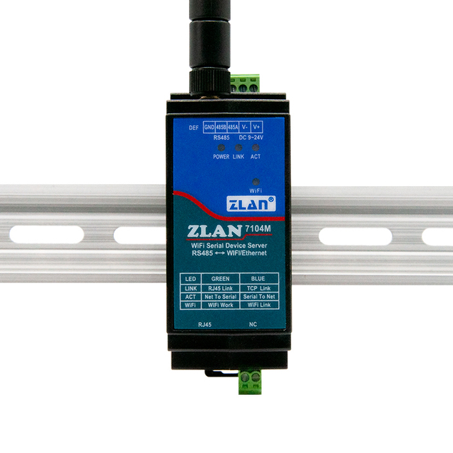 Wifi Serial Port Server RS485 to WIFI to Network Port Rail-mounted Wireless Industrial-grade ModbusTCP to RTU Module ZLAN7104M