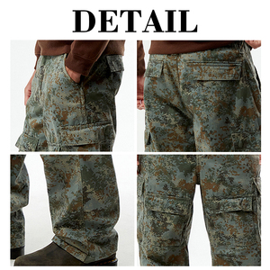 KingSen Men's Digital Camo Cargo <b>Pants</b> 100% Cotton Twill Loose Fit Multi-Pocket Straight Leg Tactical Trousers for Outdoor - Product Image 6
