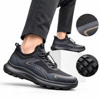 Chaussures décontractées pour hommes, baskets basses noires, respirantes, en mesh, à lacets rapides, semelle épaisse, antidérapantes, chaussures décontractées pour hommes
