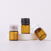 Mini botella de vidrio transparente o ámbar, botella de vidrio borosilicato, ampolla para pastilla con tapa, 1 ml
