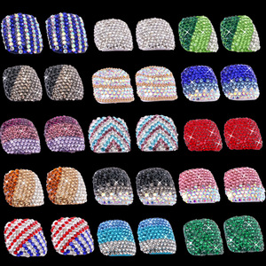 Faux-ongles brillants avec <span class=keywords><strong>strass</strong></span> pour les pieds, artificiels, courts, brillants, pressés, de haute qualité, Art des pieds, 24 pièces - Product Image 2